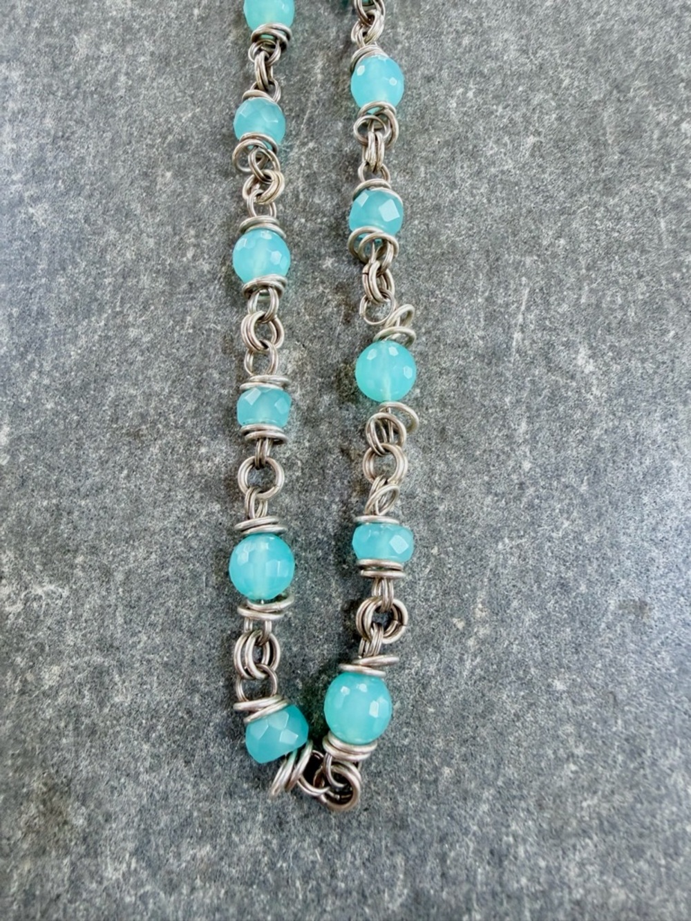 Turquoise Bead Chain Necklace - Women Jewelry - Picture 4 of 6